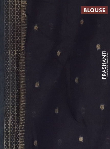 Jamdhani cotton saree teal green and navy blue with thread & zari woven buttas and jamdhani pallu