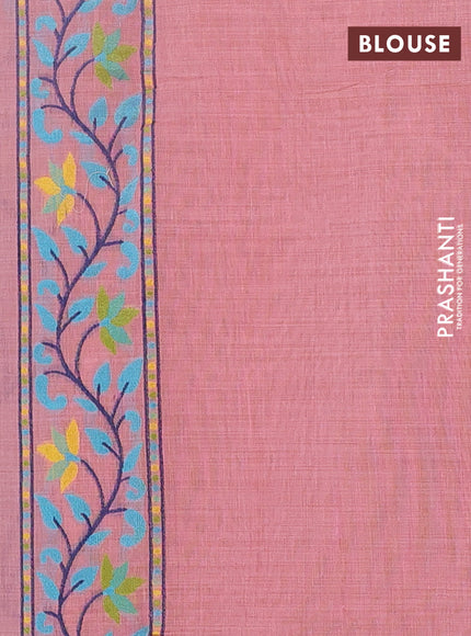 Jamdhani cotton saree peach pink with allover thread weaves  and jamdhani pallu
