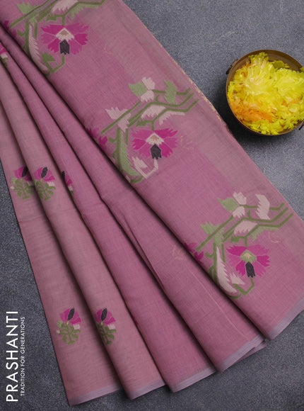 Jamdhani cotton saree pastel purple and purple with thread woven buttas and jamdhani pallu