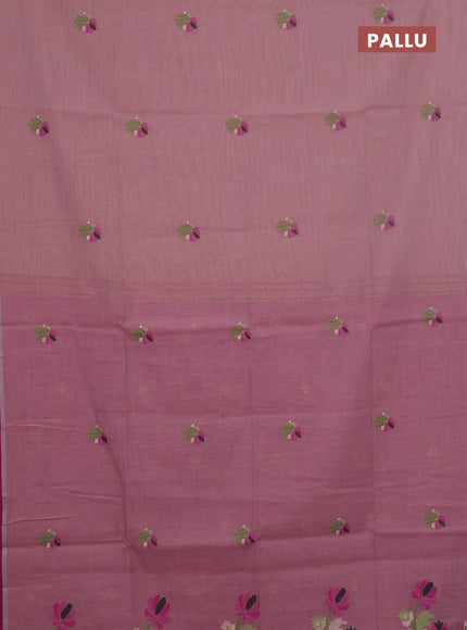 Jamdhani cotton saree pastel purple and purple with thread woven buttas and jamdhani pallu