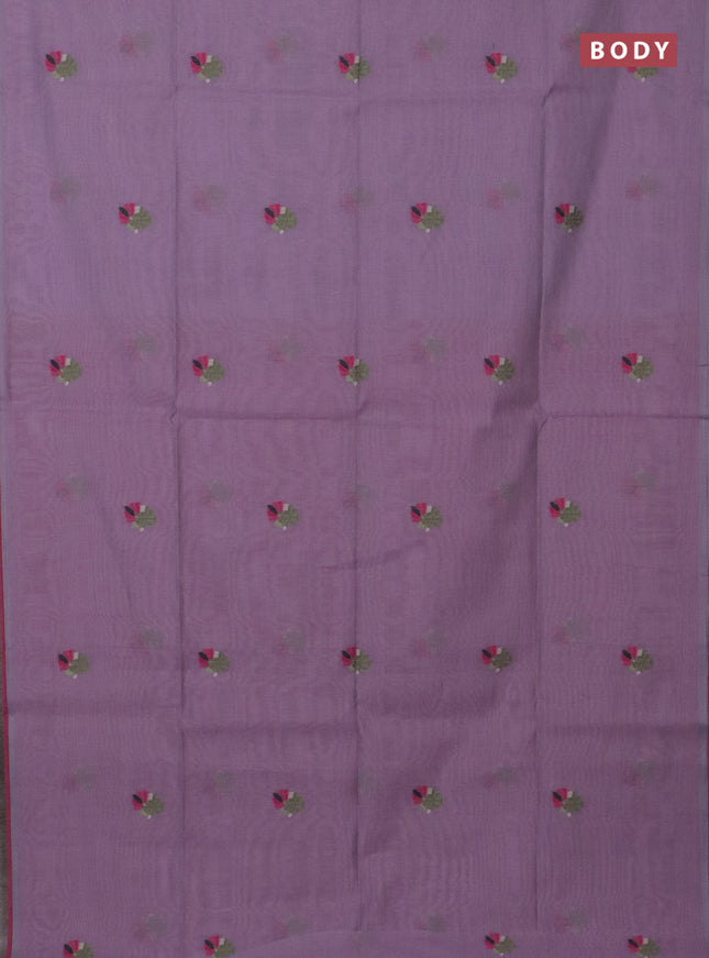 Jamdhani cotton saree lavender and pink with thread woven buttas and jamdhani pallu