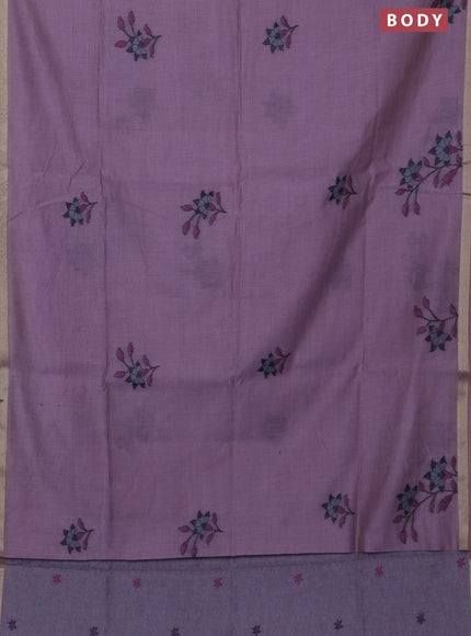 Jamdhani cotton saree lavender with thread woven buttas and jamdhani pallu