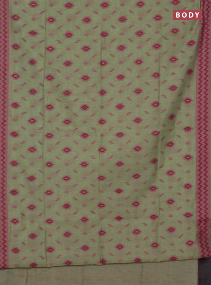 Jamdhani cotton saree pista green and pink with allover thread & zari woven buttas and jamdhani pallu