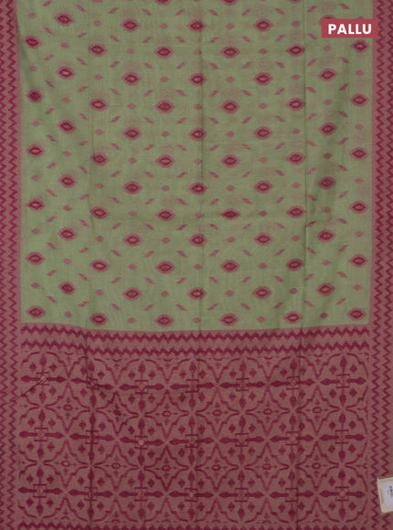 Jamdhani cotton saree pista green and pink with allover thread & zari woven buttas and jamdhani pallu