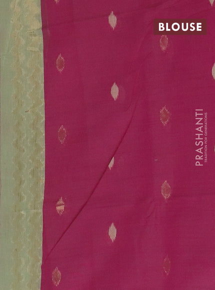 Jamdhani cotton saree pista green and pink with allover thread & zari woven buttas and jamdhani pallu