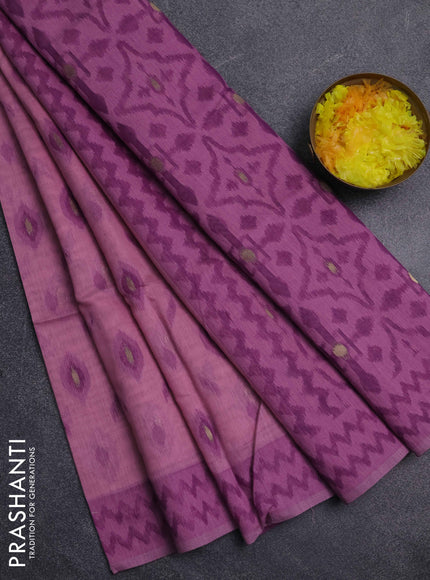 Jamdhani cotton saree pastel purple and purple with allover thread & zari woven buttas and jamdhani pallu