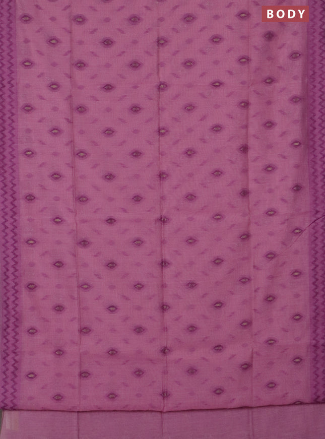 Jamdhani cotton saree pastel purple and purple with allover thread & zari woven buttas and jamdhani pallu