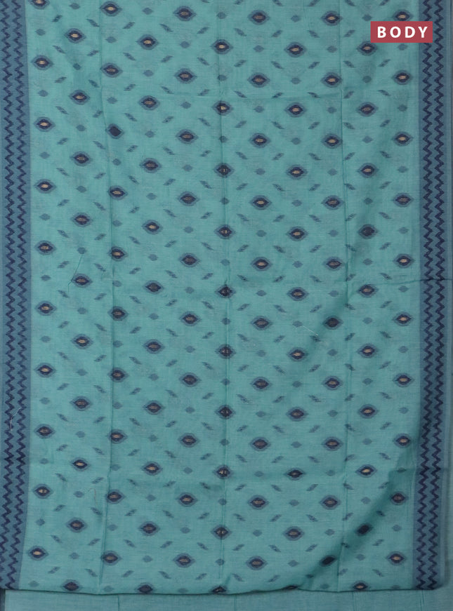 Jamdhani cotton saree teal green and navy blue with allover thread & zari woven buttas and jamdhani pallu