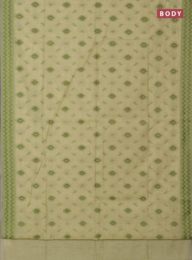 Jamdhani cotton saree pista green and green with allover thread & zari woven buttas and jamdhani pallu