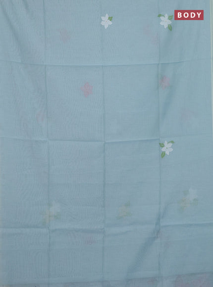 Jamdhani cotton saree pastel blue and navy blue with thread woven buttas and jamdhani pallu