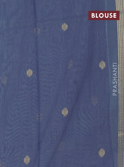Jamdhani cotton saree pastel blue and navy blue with thread woven buttas and jamdhani pallu