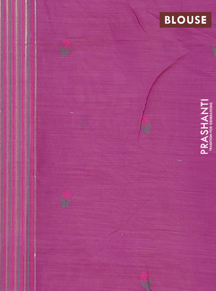 Jamdhani cotton saree peach pink and pink with thread woven buttas and jamdhani pallu