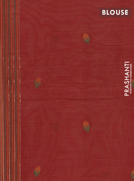 Jamdhani cotton saree pale yellow and maroon with thread woven buttas and jamdhani pallu