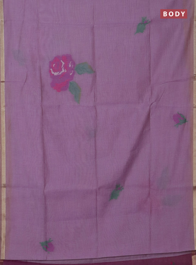 Jamdhani cotton saree lavender and purple with thread woven buttas and jamdhani pallu