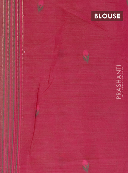 Jamdhani cotton saree pista green and pink with thread woven buttas and jamdhani pallu