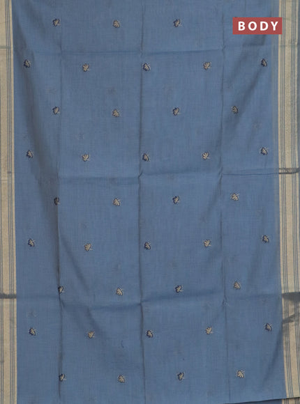 Jamdhani cotton saree blue shade with thread & zari woven buttas and jamdhani pallu