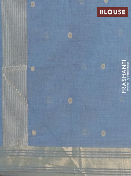 Jamdhani cotton saree blue shade with thread & zari woven buttas and jamdhani pallu