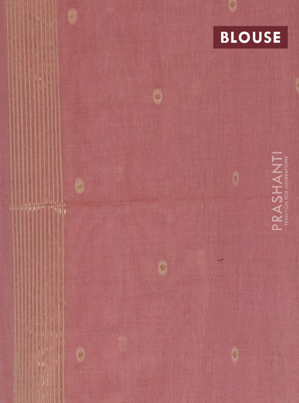 Jamdhani cotton saree dark peach shade with thread & zari woven buttas and jamdhani pallu