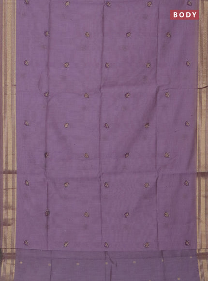 Jamdhani cotton saree pastel purple with thread & zari woven buttas and jamdhani pallu