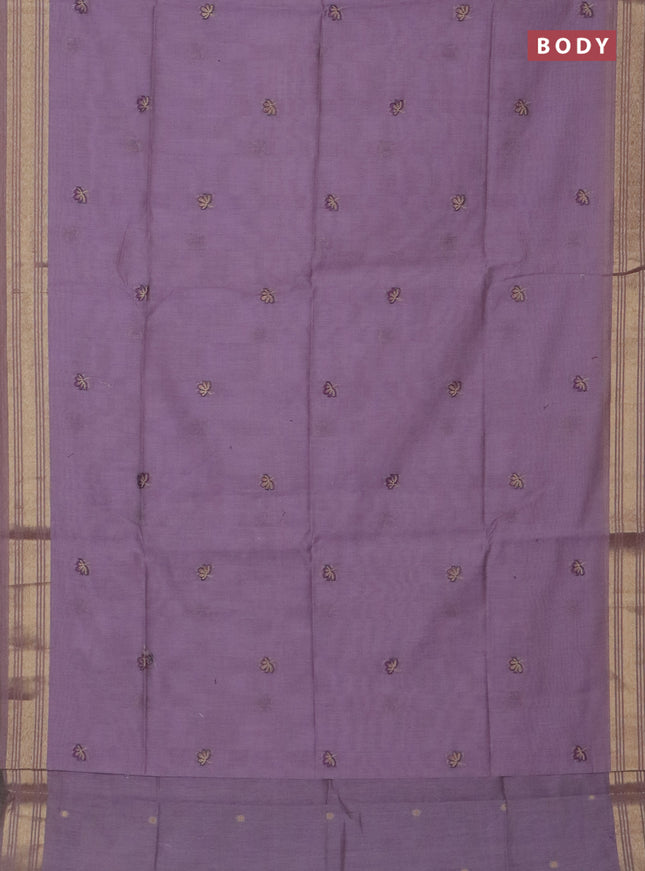 Jamdhani cotton saree pastel purple with thread & zari woven buttas and jamdhani pallu