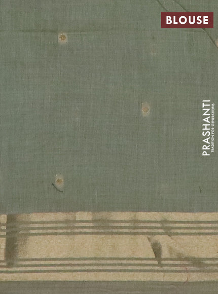 Jamdhani cotton saree pastel green with thread & zari woven buttas and jamdhani pallu