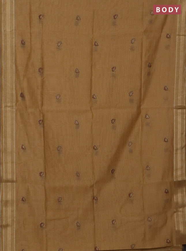 Jamdhani cotton saree sandal with thread & zari woven buttas and jamdhani pallu