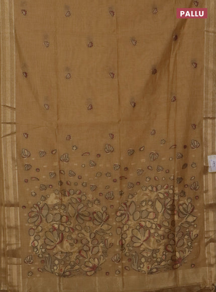 Jamdhani cotton saree sandal with thread & zari woven buttas and jamdhani pallu