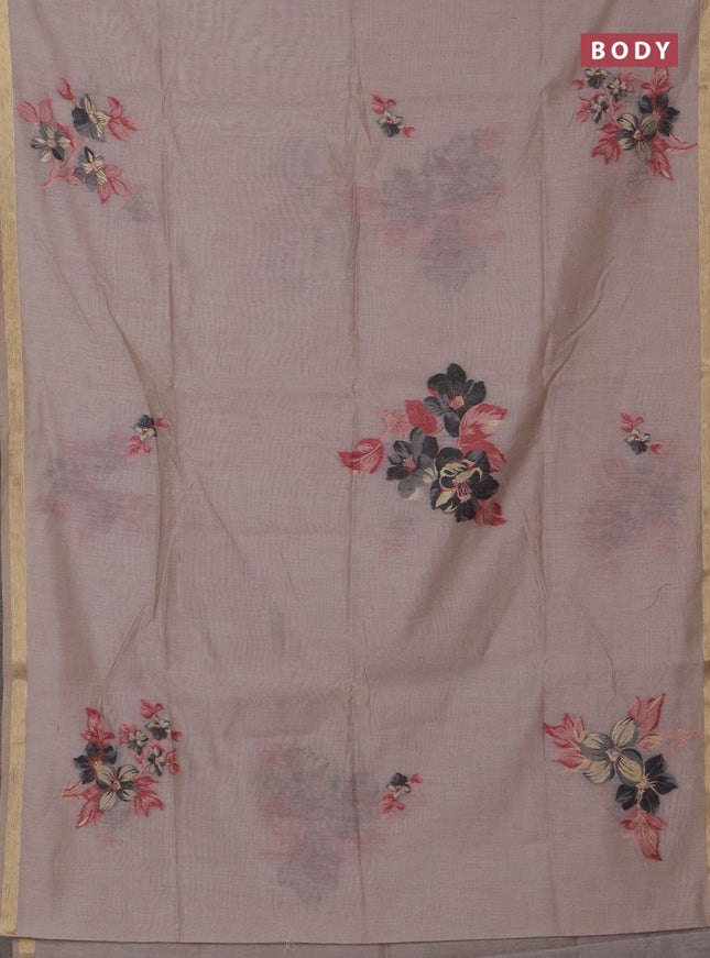 Jamdhani cotton saree beige with thread & zari woven buttas and jamdhani pallu