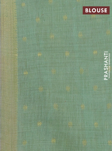 Jamdhani cotton saree light pink and teal green with thread woven buttas and jamdhani pallu