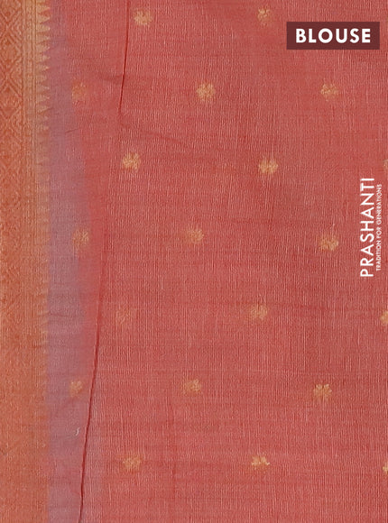 Jamdhani cotton saree pastel blue and red with thread woven buttas and jamdhani pallu