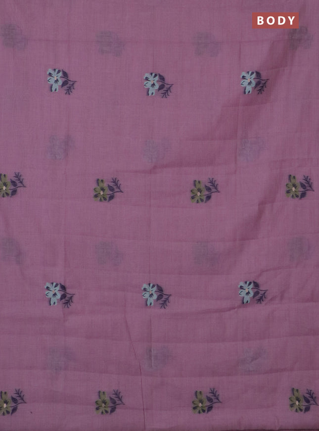 Jamdhani cotton saree lavender and green with thread woven buttas and jamdhani pallu