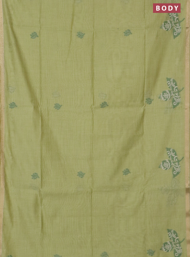 Jamdhani cotton saree pista green and green with thread woven buttas and jamdhani pallu