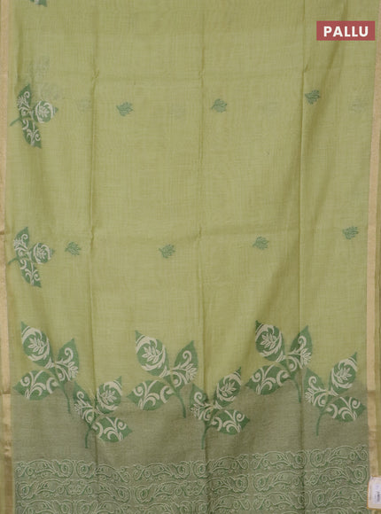 Jamdhani cotton saree pista green and green with thread woven buttas and jamdhani pallu