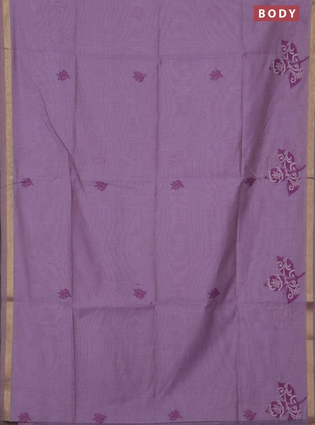 Jamdhani cotton saree lavender and purple with thread woven buttas and jamdhani pallu