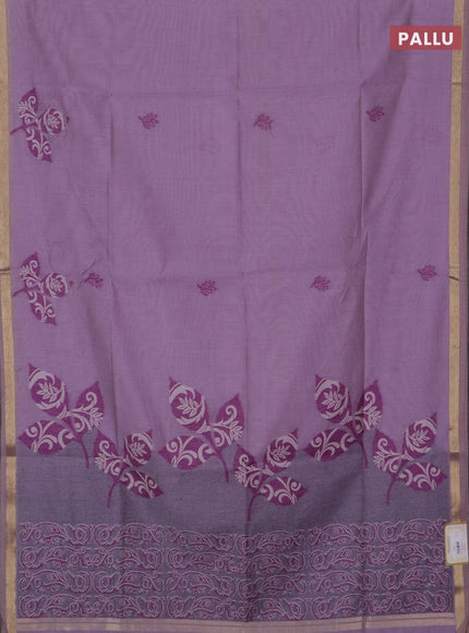 Jamdhani cotton saree lavender and purple with thread woven buttas and jamdhani pallu