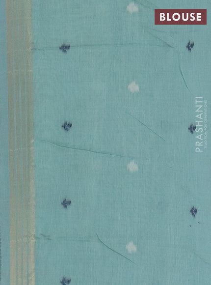 Jamdhani cotton saree pastel green and blue shade with thread woven buttas and jamdhani pallu