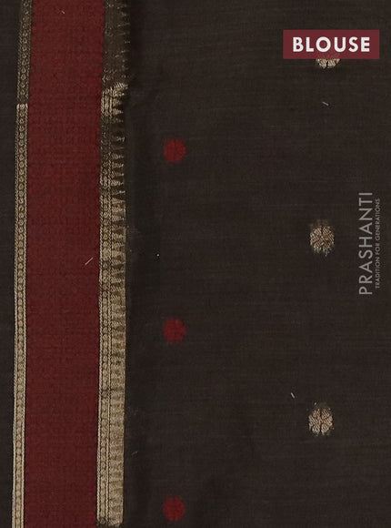 Jamdhani cotton saree beige and black with thread woven buttas and jamdhani pallu