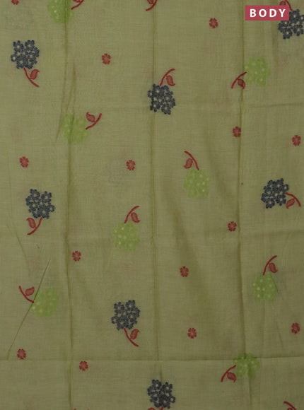 Jamdhani cotton saree pista green and navy blue with thread woven buttas and jamdhani pallu