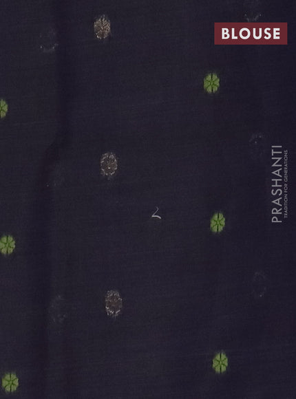 Jamdhani cotton saree pista green and navy blue with thread woven buttas and jamdhani pallu