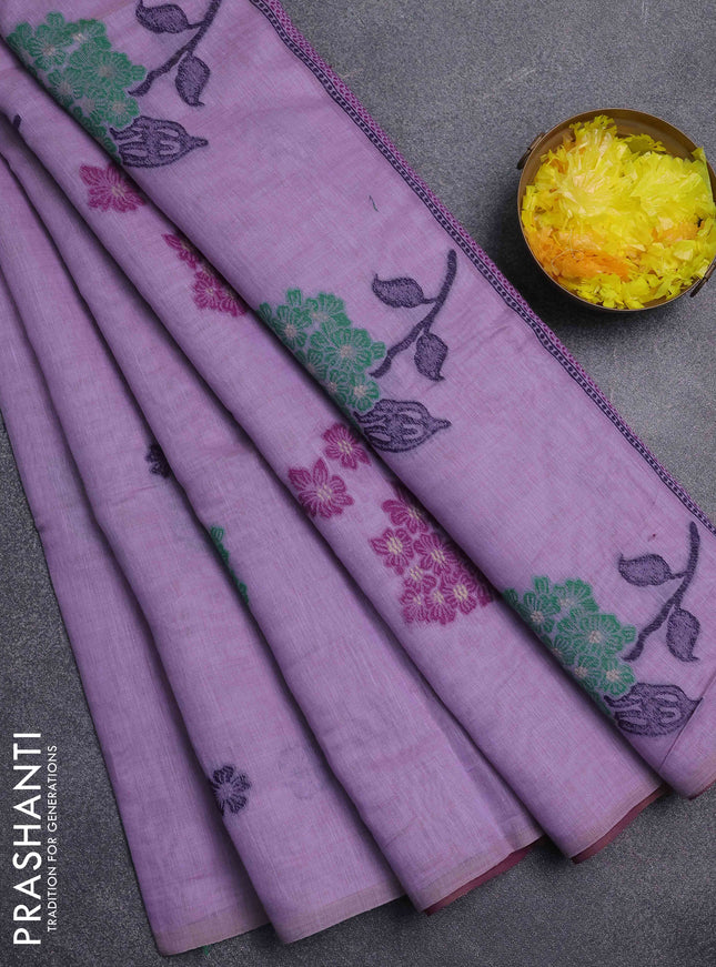 Jamdhani cotton saree lavender and purple with thread woven buttas and jamdhani pallu