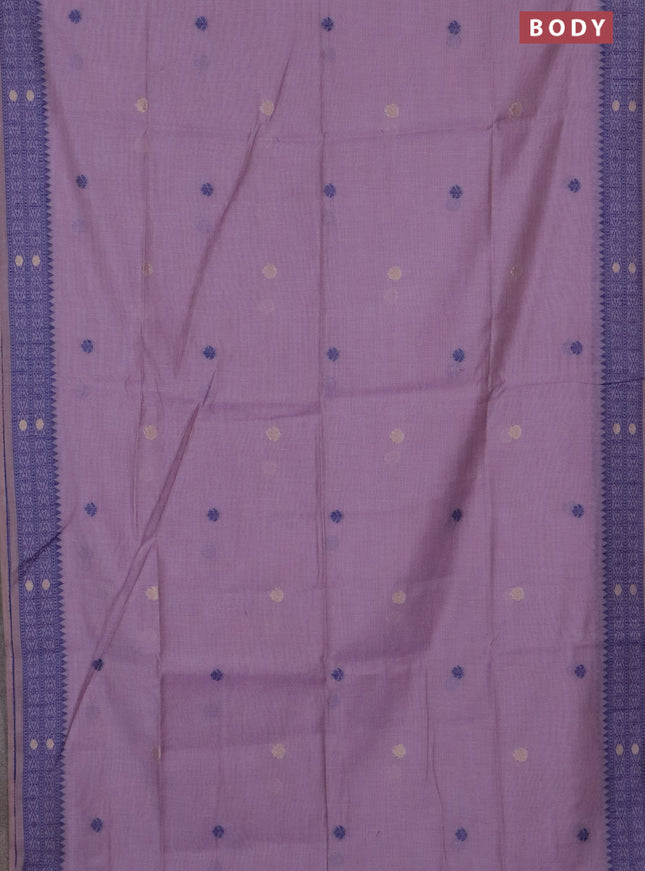 Jamdhani cotton saree lavender and navy blue with thread woven buttas and jamdhani pallu