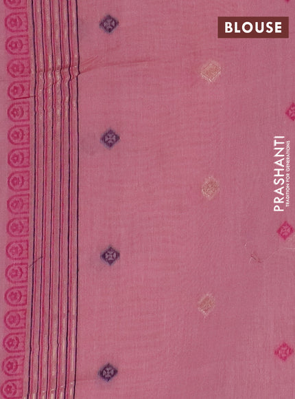 Jamdhani cotton saree peach pink with thread woven buttas and jamdhani pallu