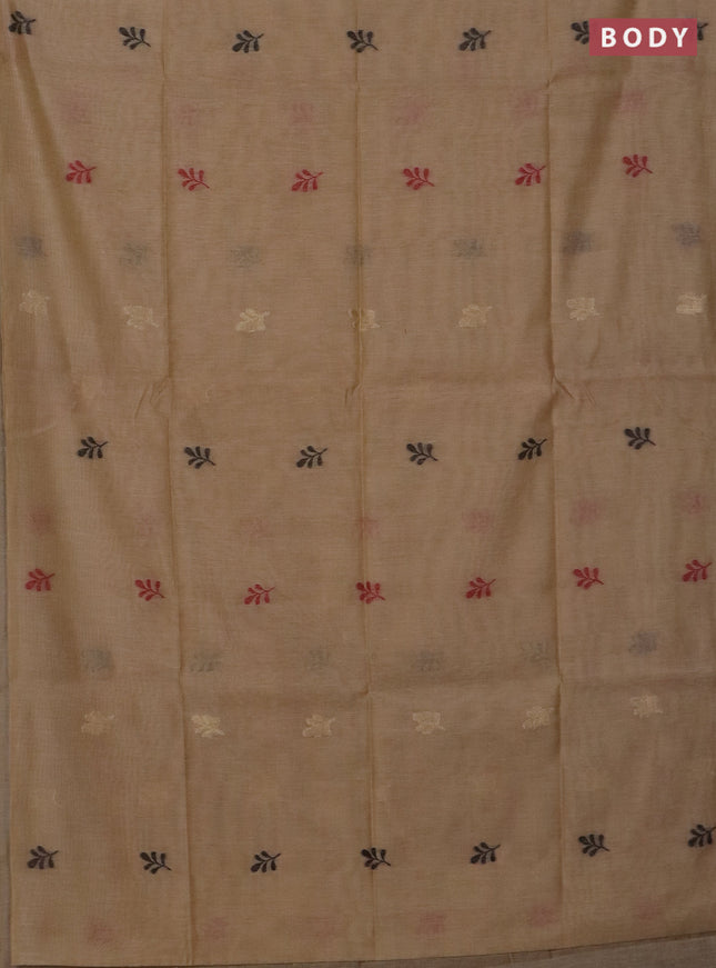 Jamdhani cotton saree sandal with thread woven buttas and jamdhani pallu