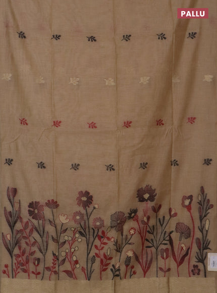 Jamdhani cotton saree sandal with thread woven buttas and jamdhani pallu