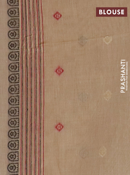 Jamdhani cotton saree sandal with thread woven buttas and jamdhani pallu