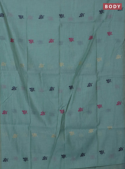 Jamdhani cotton saree teal green shade with thread woven buttas and jamdhani pallu