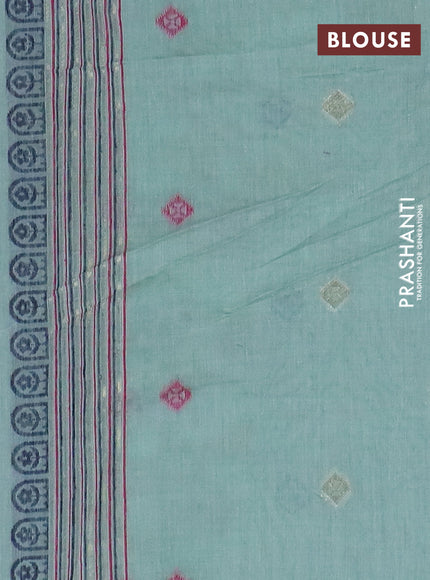 Jamdhani cotton saree teal green shade with thread woven buttas and jamdhani pallu
