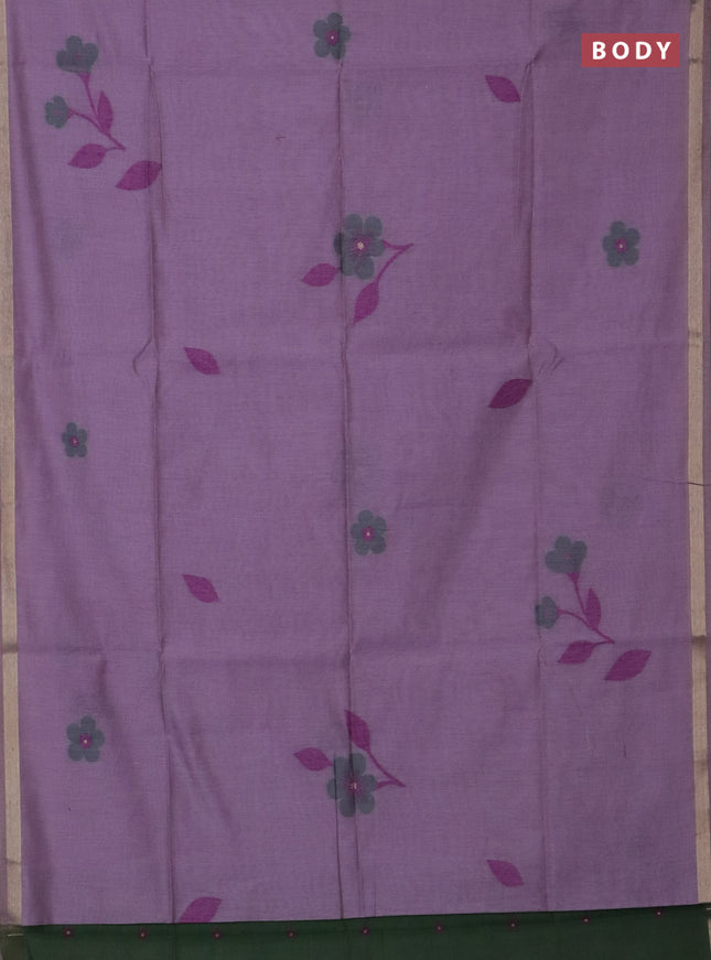 Jamdhani cotton saree lavender and green with thread woven buttas and jamdhani pallu