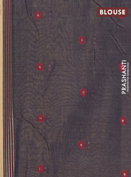 Jamdhani cotton saree sandal and navy blue with thread woven buttas and jamdhani pallu