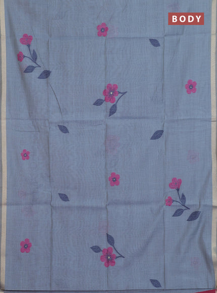 Jamdhani cotton saree grey and pink with thread woven buttas and jamdhani pallu